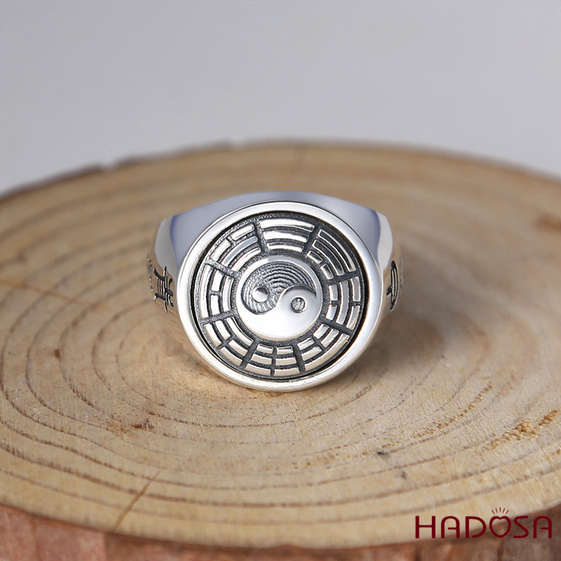 Nhẫn bạc Thái nam Bát Quái Âm Dương