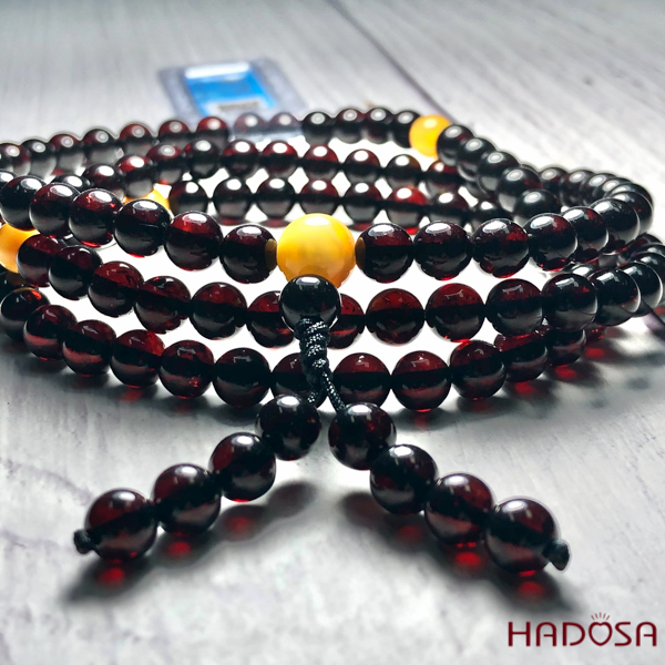 Chuỗi hổ phách 108 hạt baltic huyết đỏ 8mm cao cấp