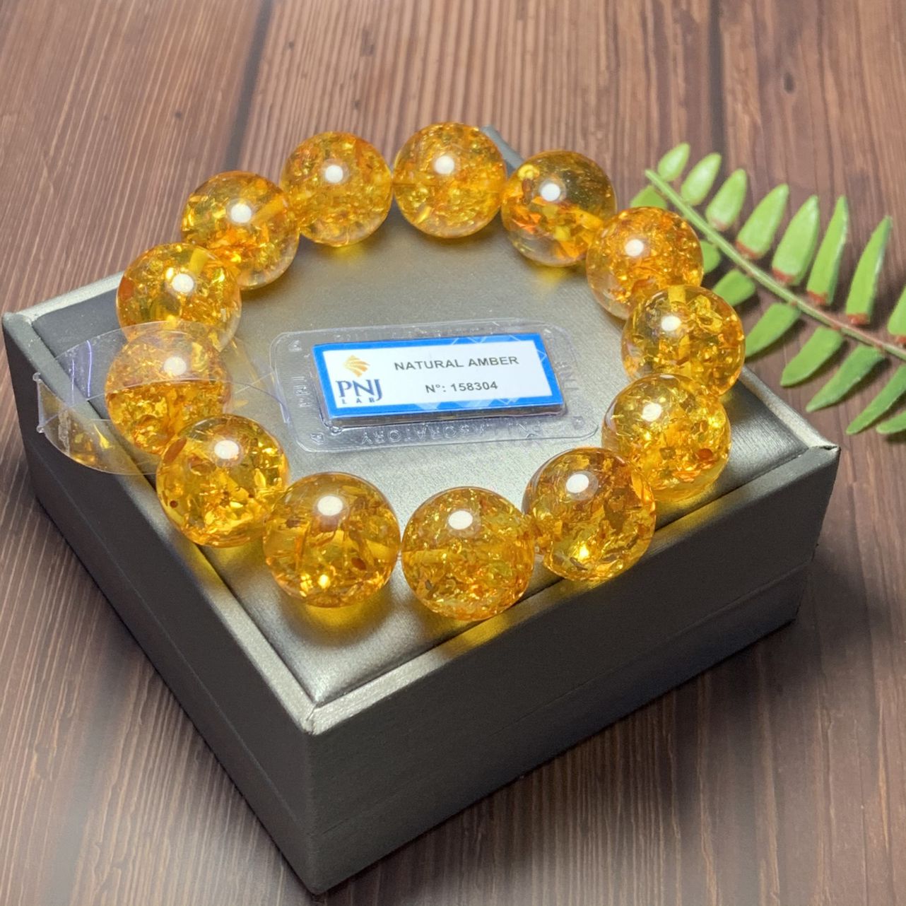 Vòng Hổ Phách Baltic cognac vàng 18mm