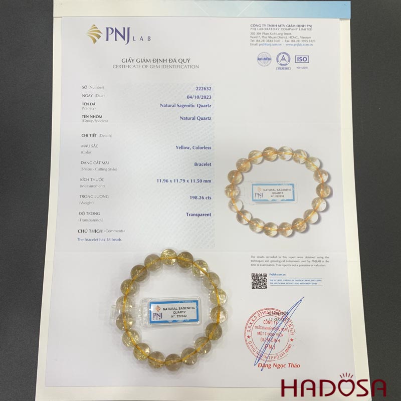 Vòng Thạch anh tóc vàng 11mm chuẩn 5A+