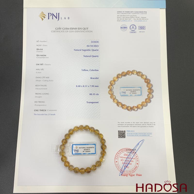 Vòng Thạch anh tóc vàng 08mm chuẩn 6A+