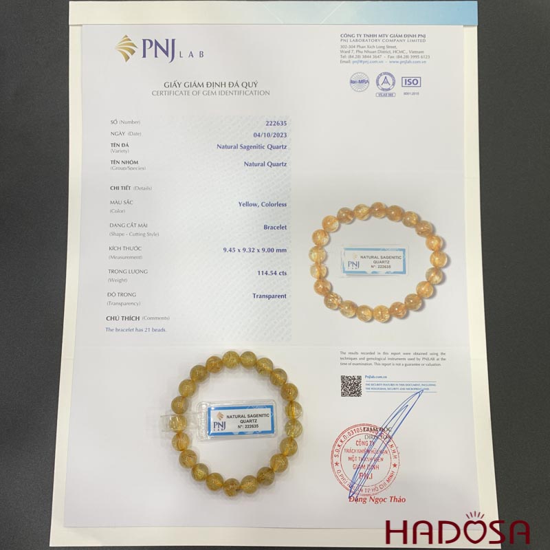 Vòng Thạch Anh tóc vàng 09mm chuẩn 6A+