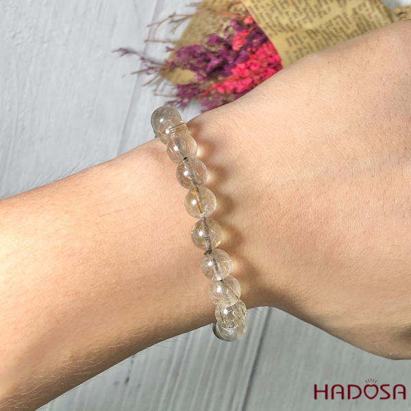 Vòng thạch anh tóc bạc kim 08mm chuẩn 3A