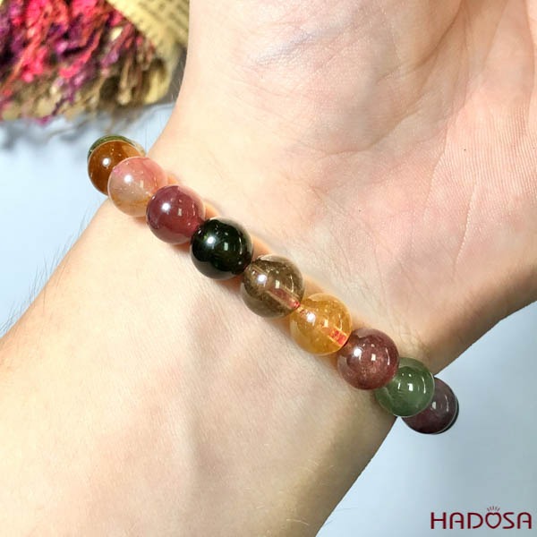 Vòng đá Hồng Lục Bảo - Tourmaline 9mm cao cấp chuẩn 4A