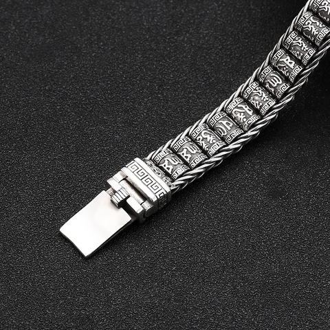 Vòng bạc tay nam Trụ Kinh Luân Xoay