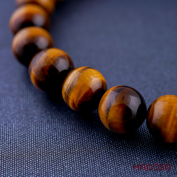 Vòng tay đá Mắt Hổ vàng nâu 08mm đặc biệt cao cấp chuẩn 6A