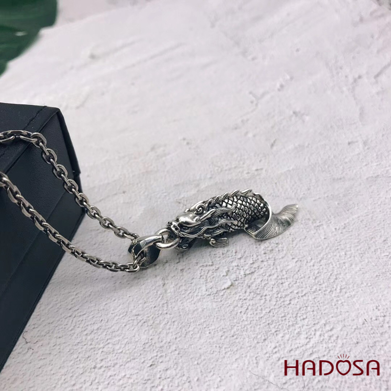 Mặt dây chuyền bạc Thái Cá chép hóa Rồng 925