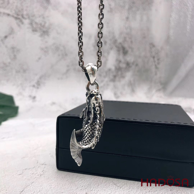 Mặt dây chuyền bạc Thái Cá chép hóa Rồng 925