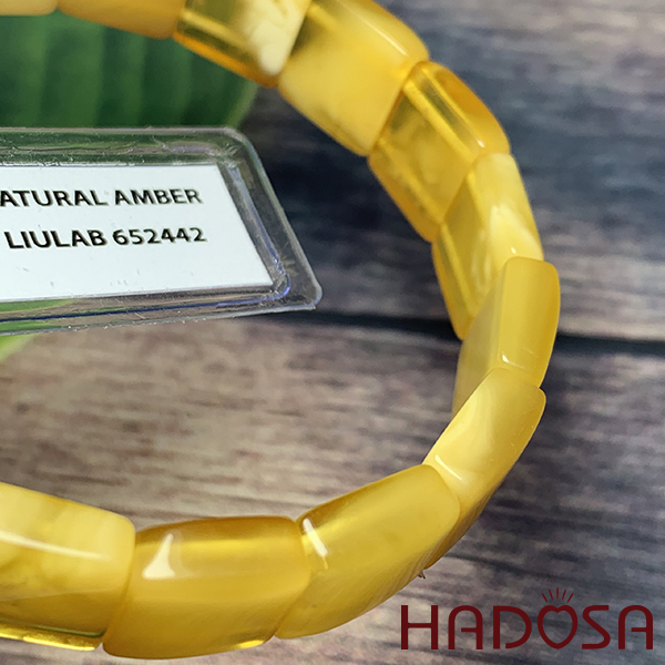 Vòng Hổ Phách Baltic mật lạp hạt vuông 12x12mm