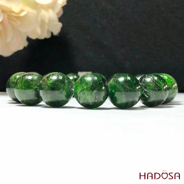 Vòng đá Diopside 13mm cao cấp chuẩn 5A