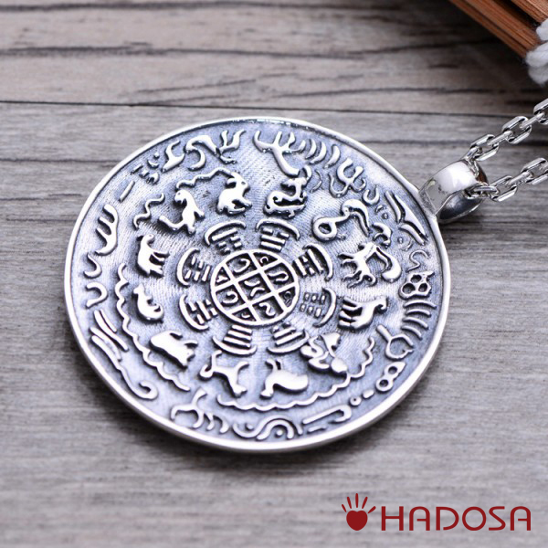 Mặt Dây Chuyền Cửu Cung Bát Quái 12 Con Giáp