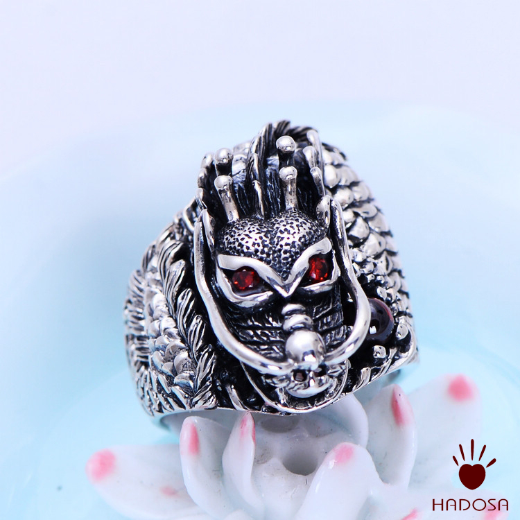 Nhẫn bạc Thái đầu Rồng
