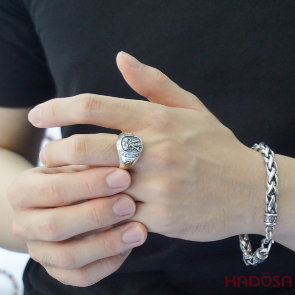 Nhẫn bạc Thái Phật bản mệnh Hư Không Tạng (Sửu, Dần)