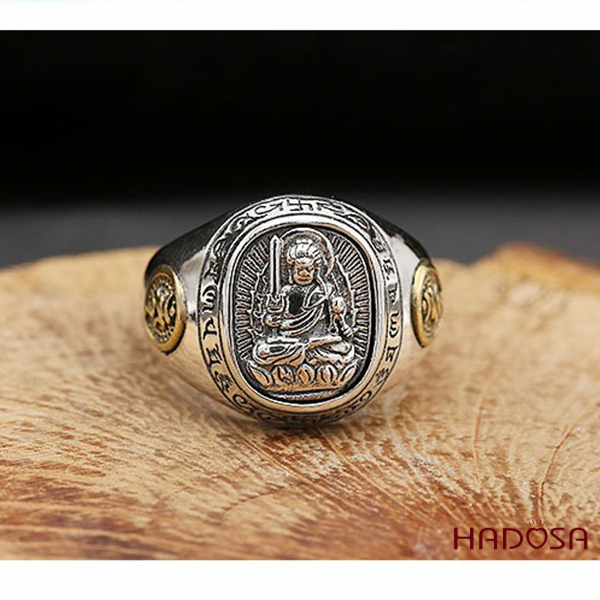 Nhẫn bạc Thái Phật bản mệnh Bất Động Minh Vương (Dậu)