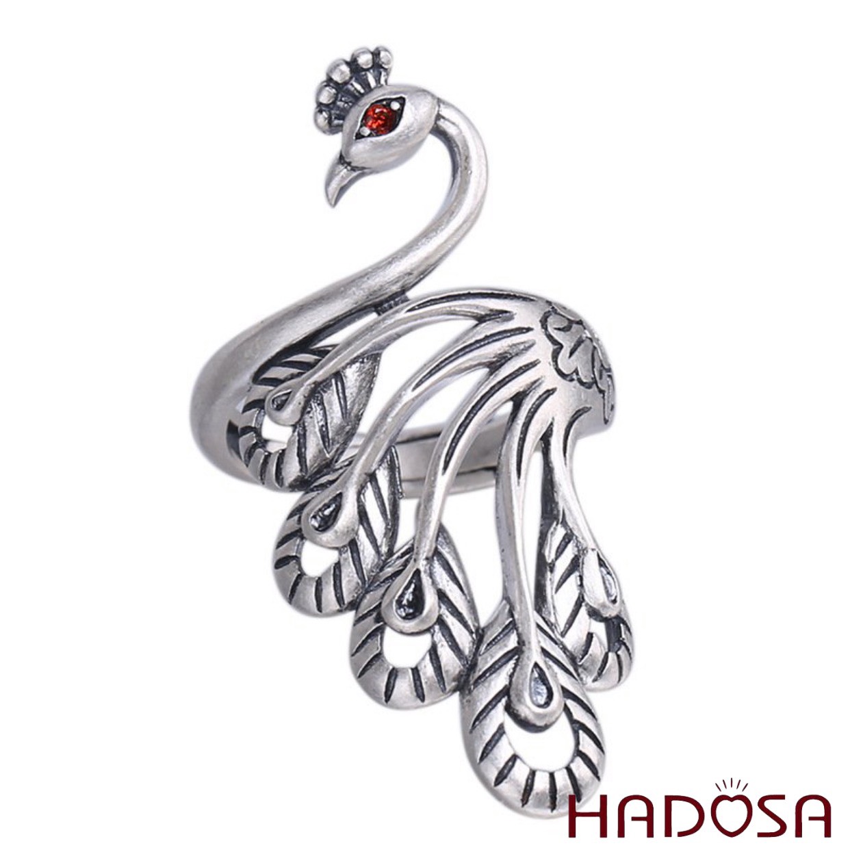 Nhẫn bạc thái Khổng Tước 40*18mm