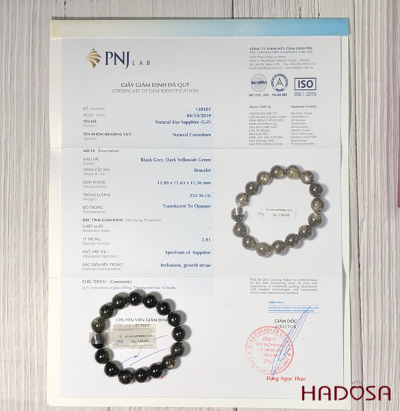 Vòng đá Sapphire ánh titan cao cấp 11.5mm chuẩn 5A