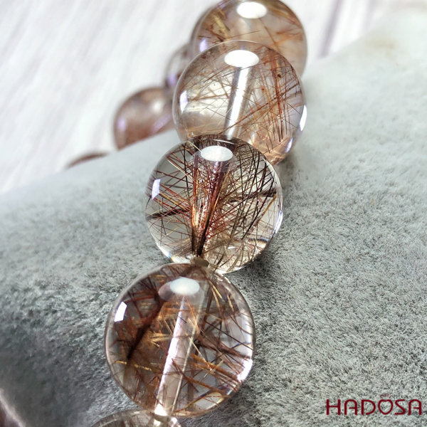 Vòng thạch anh tóc nâu đỏ 13mm cao cấp chuẩn 5A(-)