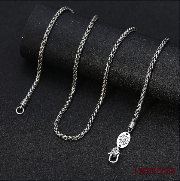 Dây chuyền bạc chuỳ kim cang lục tự chân ngôn