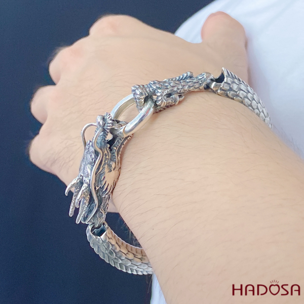 Lắc tay Rồng bạc Thái cho nam