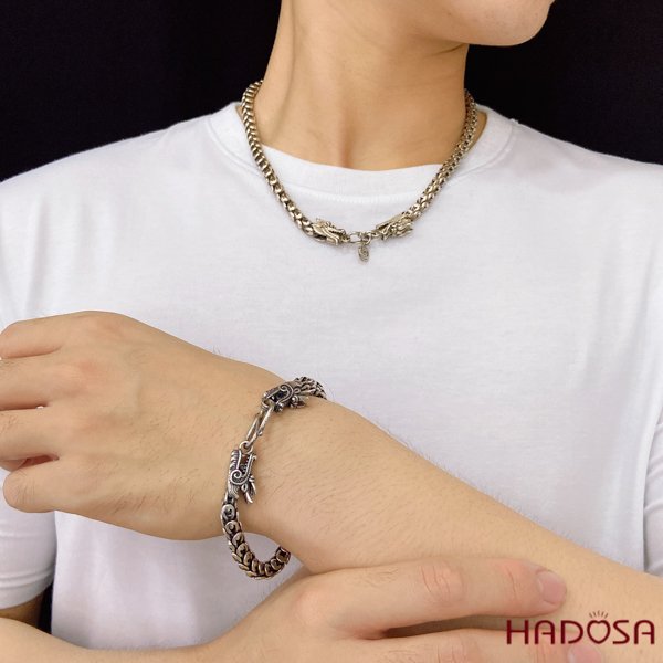 Lắc tay bạc nam kiểu Rồng