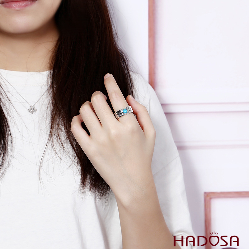 Nhẫn bạc Thái nam đẹp đá xanh