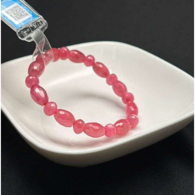 Vòng chuỗi Ruby Thái cắt giác hạt lu thống 7.5x10mm