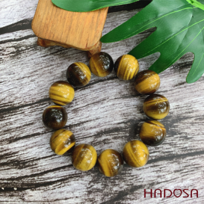 Vòng đá Mắt Hổ vàng nâu 18mm cao cấp chuẩn 5A