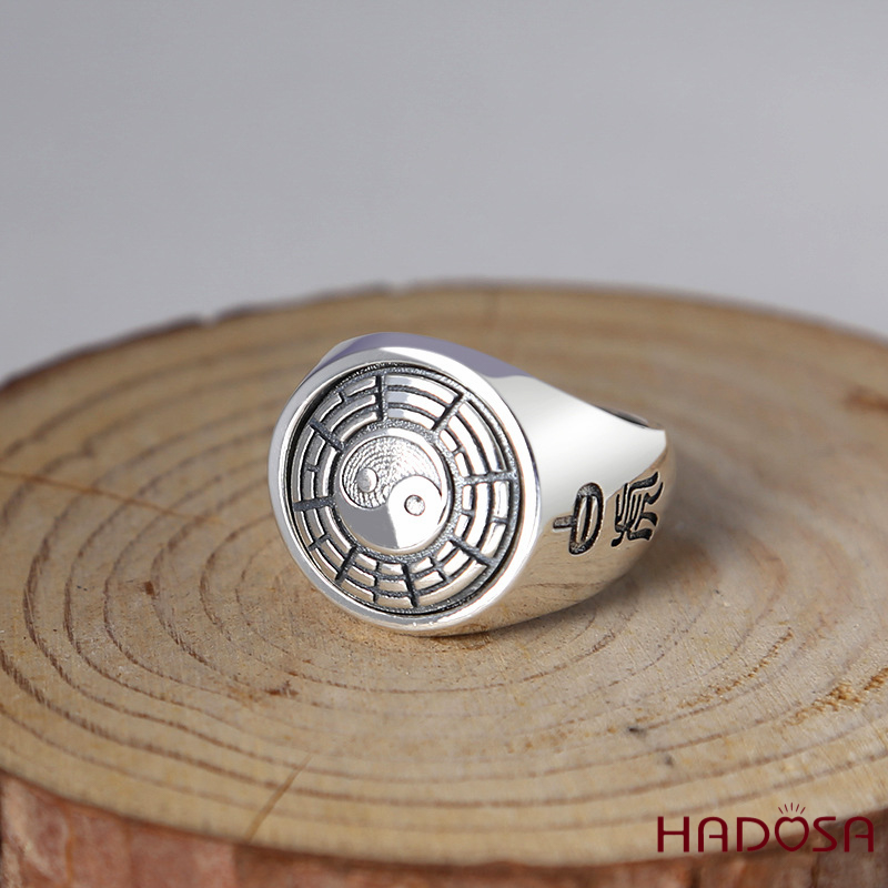 Nhẫn bạc Thái nam Bát Quái Âm Dương