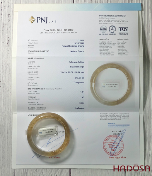 Vòng liền thạch anh tóc vàng 56x20mm đặc biệt cao cấp chuẩn 6A