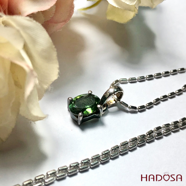 Mặt dây đá Tourmaline xanh bạc 925 cao cấp