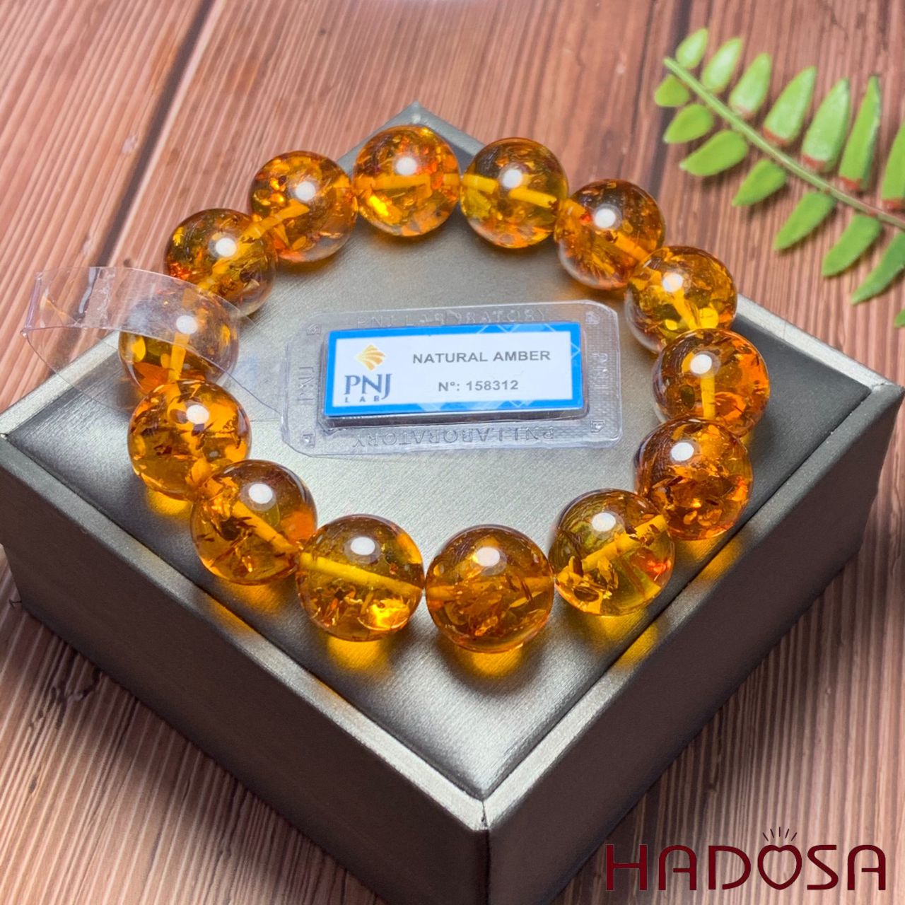 Hổ Phách Baltic cognac vàng đậm 16mm