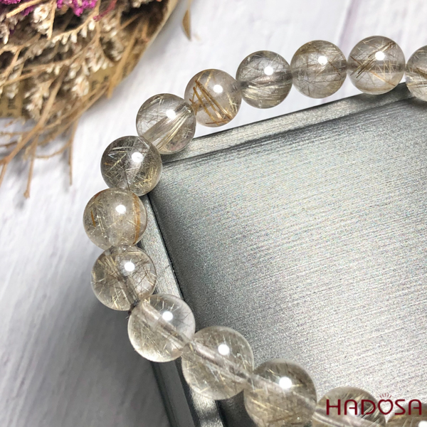 Vòng thạch anh tóc bạc kim 08mm chuẩn 3A