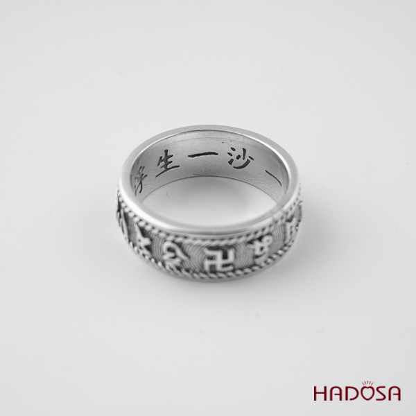 Nhẫn bạc 925 nam Om mani padme hum