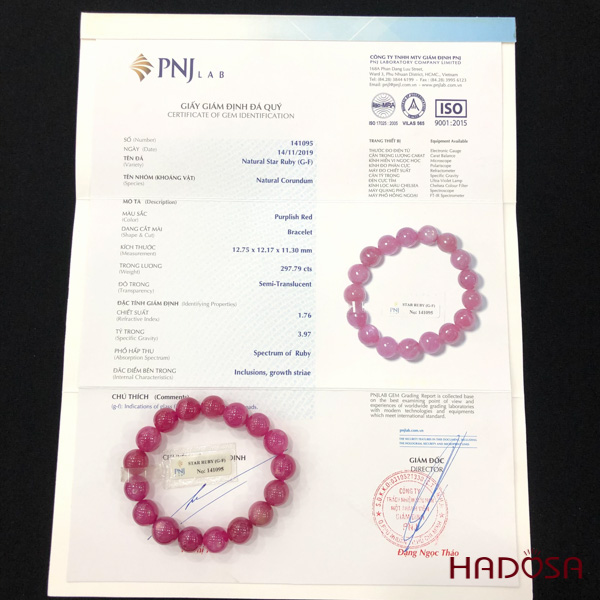 Vòng Ruby Thái hồng đẹp ánh sao 12mm đặc biệt cao cấp