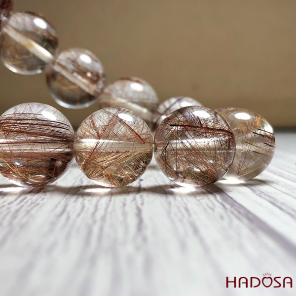 Vòng thạch anh tóc nâu đỏ 13mm cao cấp chuẩn 5A(-)