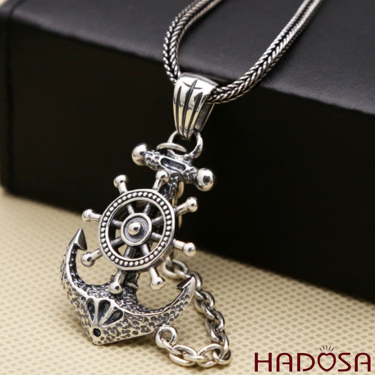 Mặt dây chuyền bạc mỏ neo 54x27mm