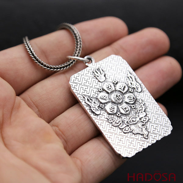Mặt dây chuyền bạc Thái Phật bản mệnh Hư Không Tạng (Sửu Dần)