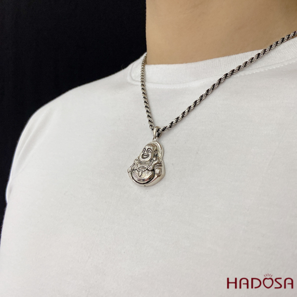 Mặt dây chuyền bạc Thái Phật Di Lặc 40x28mm