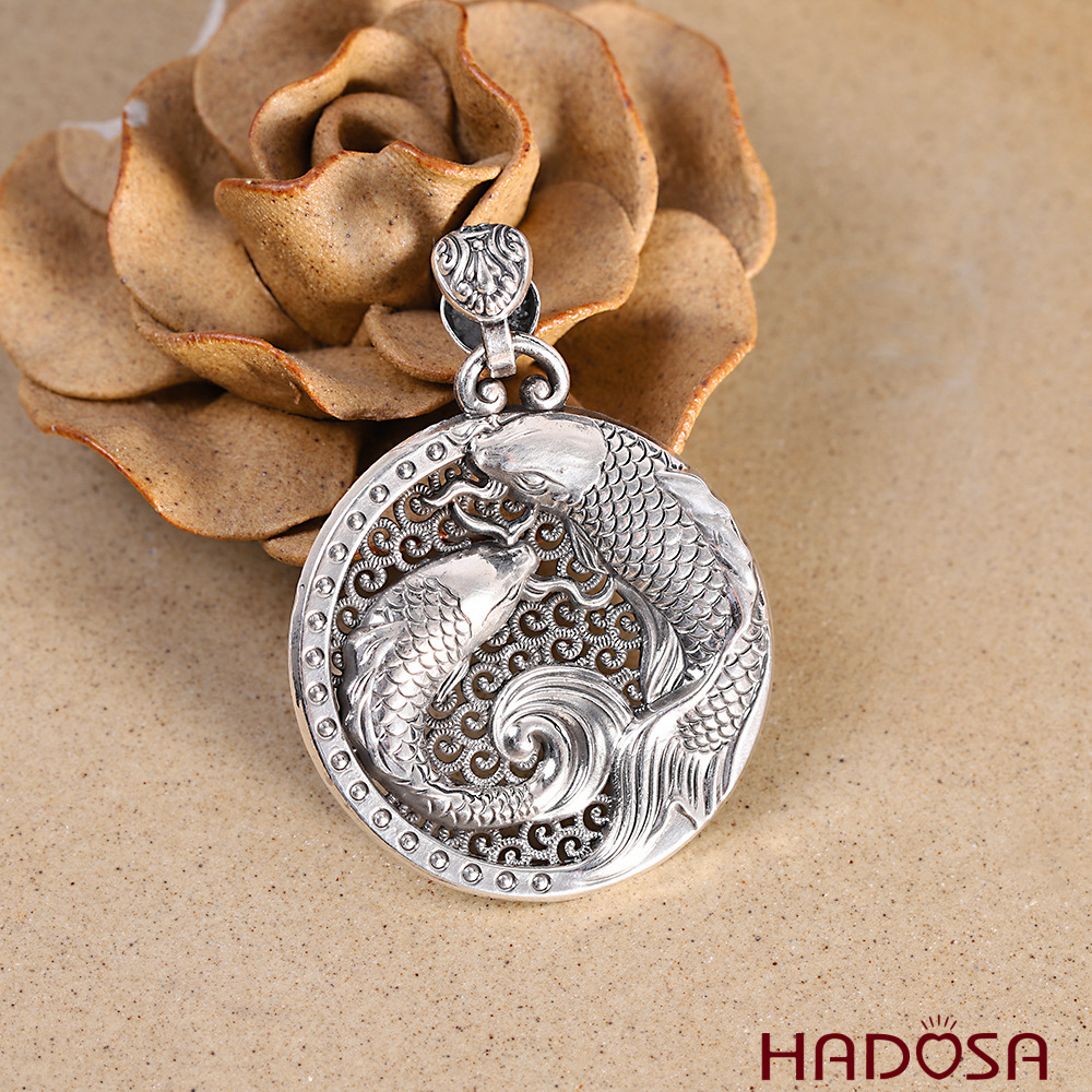 Mặt dây nam bạc cá Koi 37mm