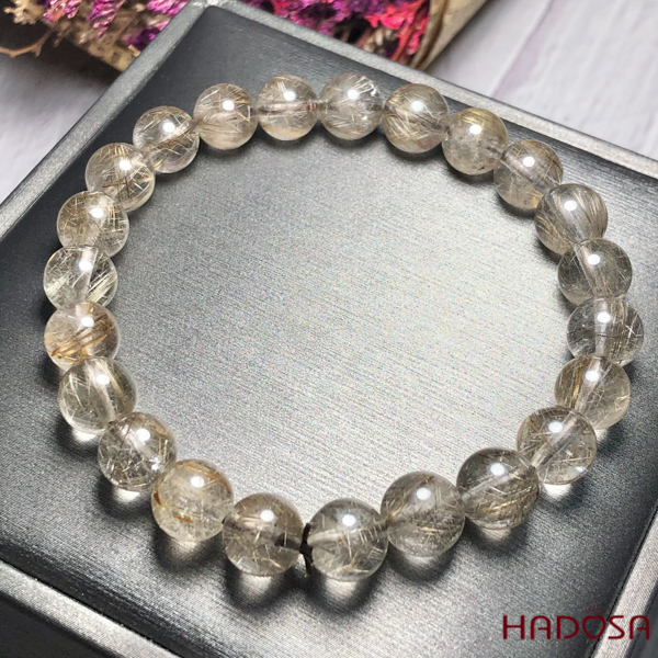 Vòng thạch anh tóc bạc kim 08mm chuẩn 3A