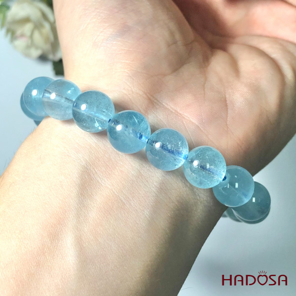 Vòng đá Topaz xanh 11mm chuẩn 5(A-)