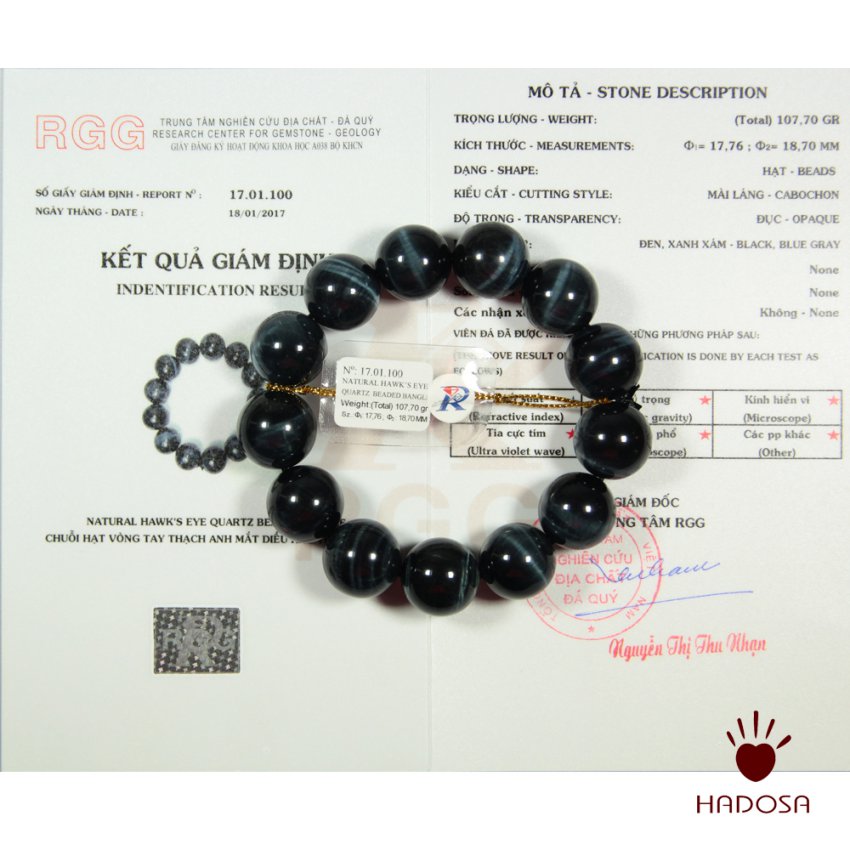 Vòng Đá Mắt Hổ Xanh Đen 18 ly chuẩn 5A