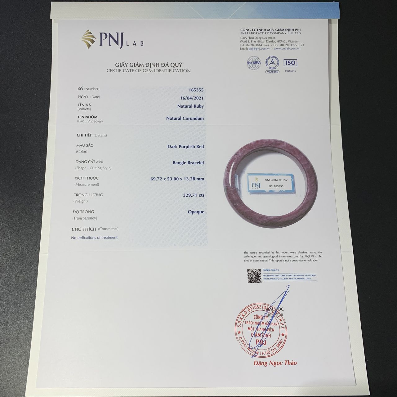 Vòng kiềng Ruby Nam Phi cao cấp size 53mm