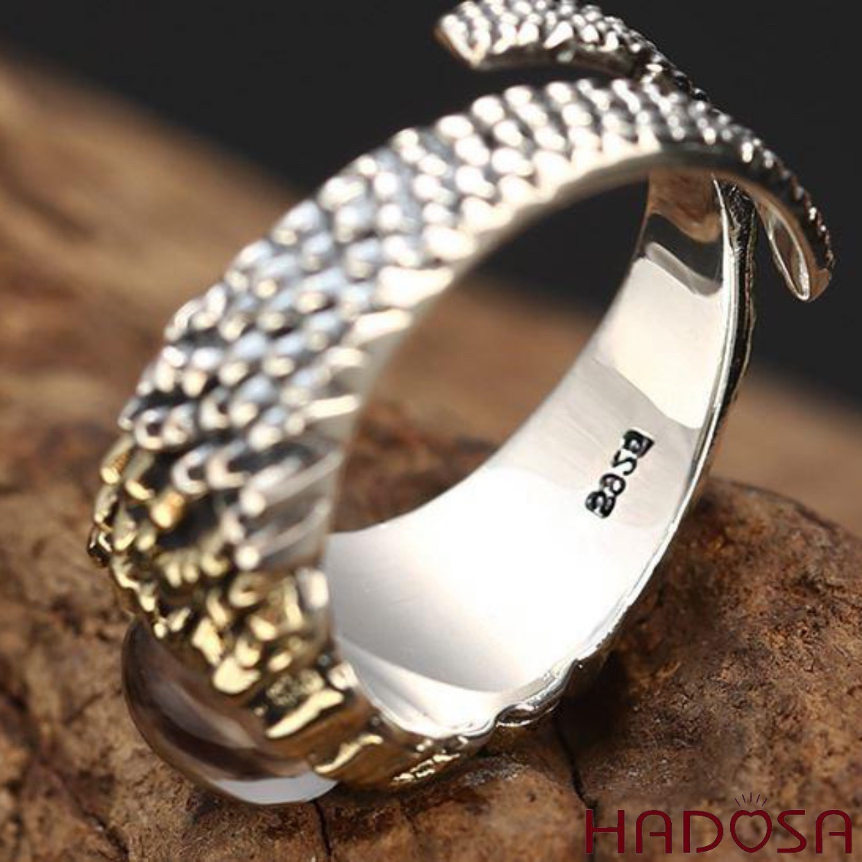 Nhẫn nam bạc Thái mắt Rồng