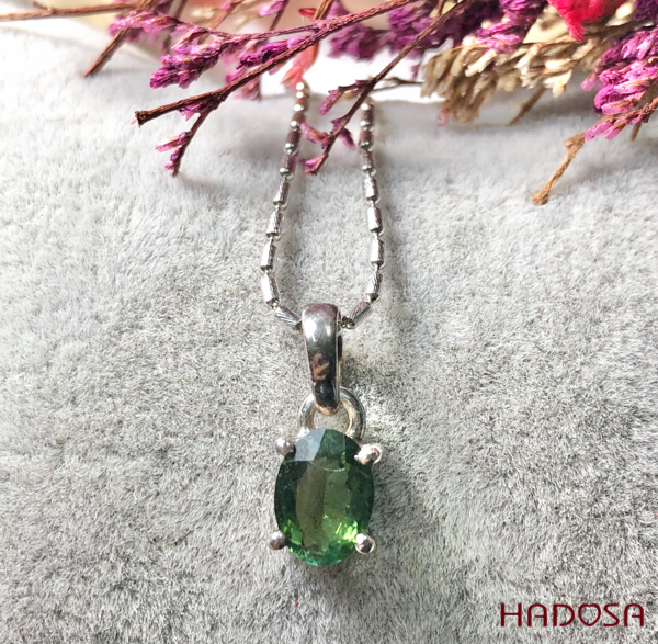 Mặt dây đá Tourmaline xanh bạc 925 cao cấp