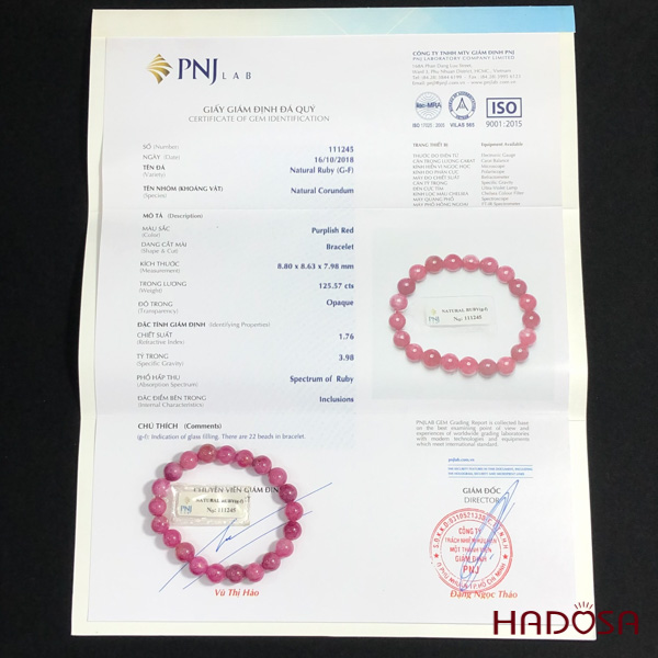 Vòng Ruby Thái hồng 8mm cao cấp