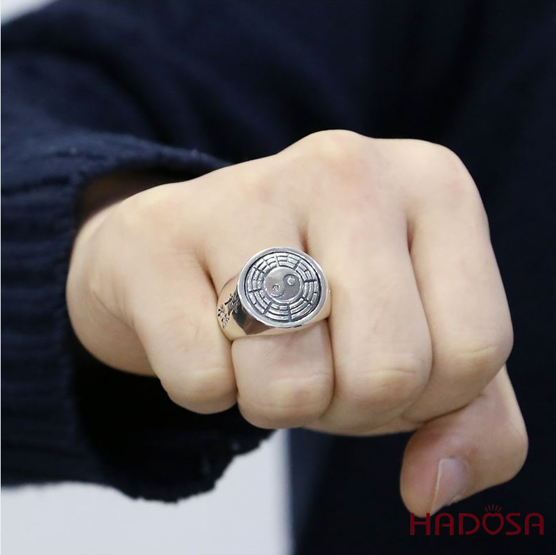 Nhẫn bạc Thái nam Bát Quái Âm Dương