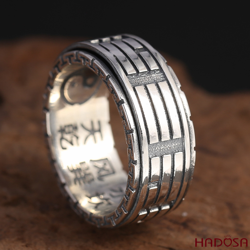 Nhẫn bạc nam Bát Quái bạc Thái
