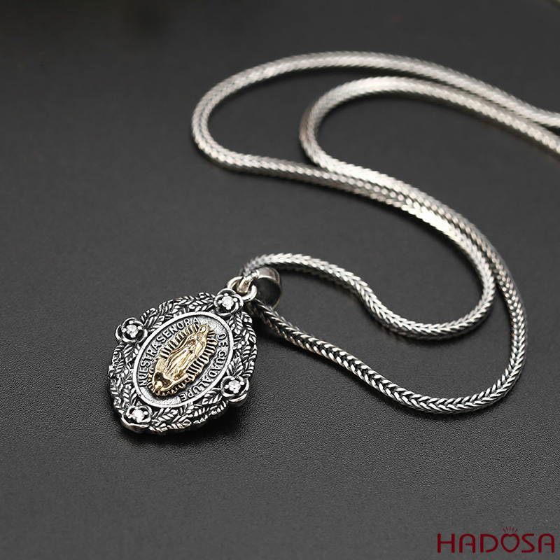 Mặt dây chuyền bạc Thái Đức Mẹ 30x22mm