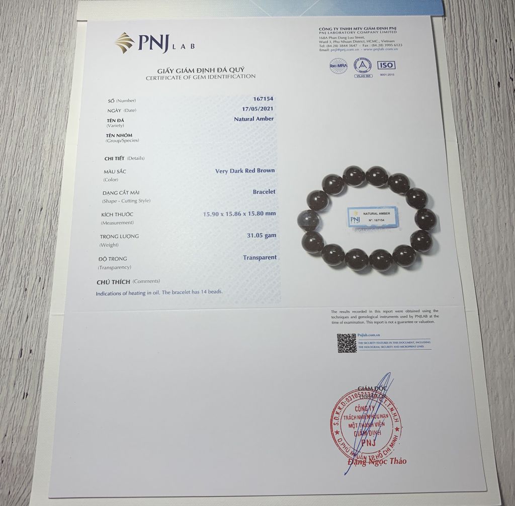 Vòng Hổ Phách Baltic Huyết đen 16mm